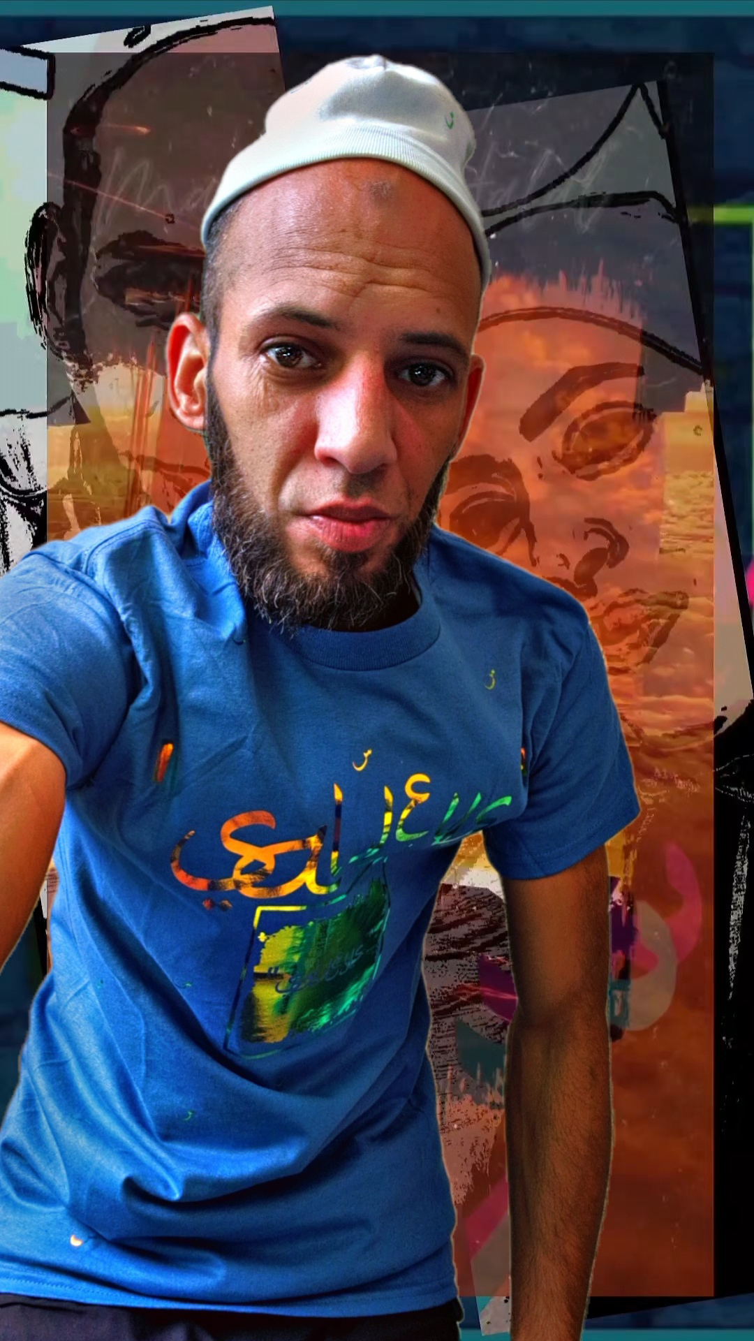 T shirt maillot Salleys. Vêtements made in Halal. Bleu ciel / Or.