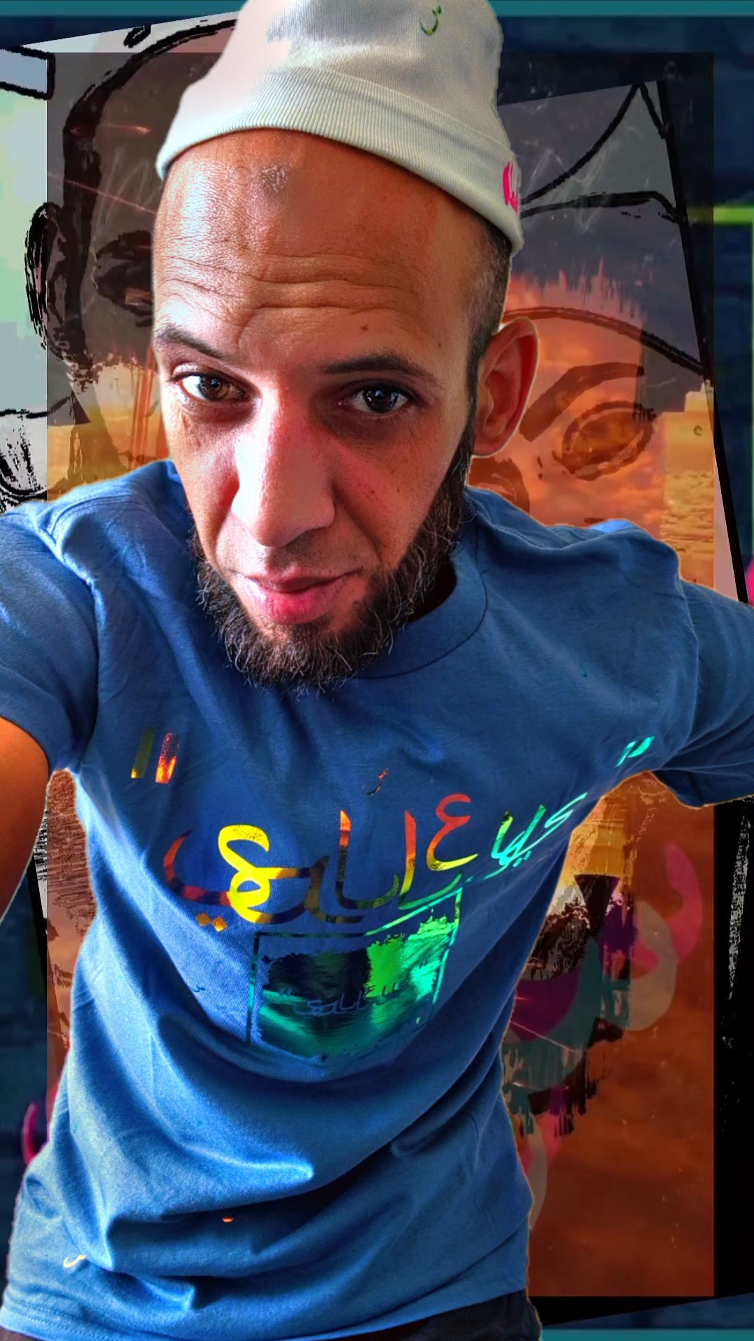 T shirt maillot Salleys. Vêtements made in Halal. Bleu ciel / Or.