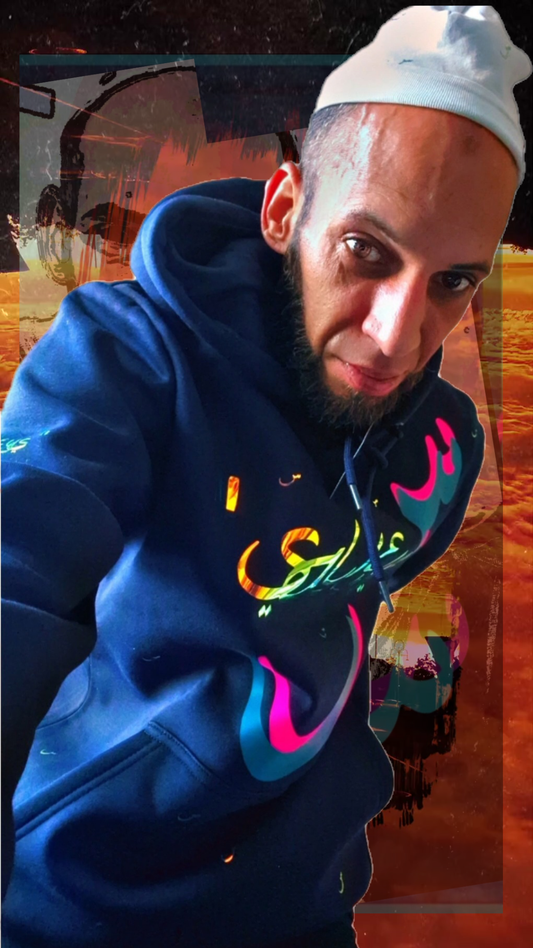 Sweat capuche Salleys. Vêtements made in Halal. Modèle sin. Bleu nuit / Bleu / Fushia / Or.