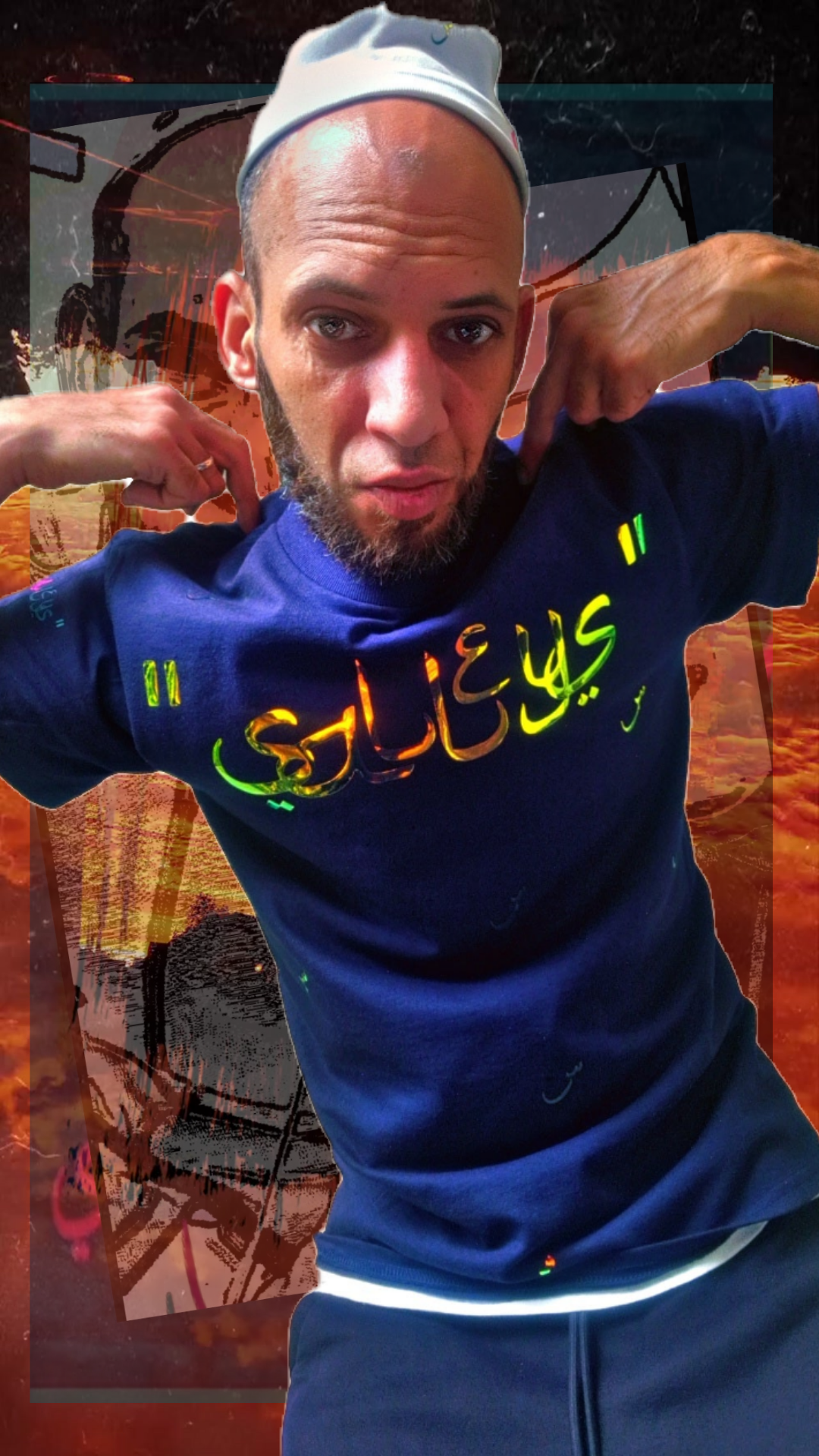 T shirt maillot Salleys. Vêtements made in Halal. Bleu / Or.