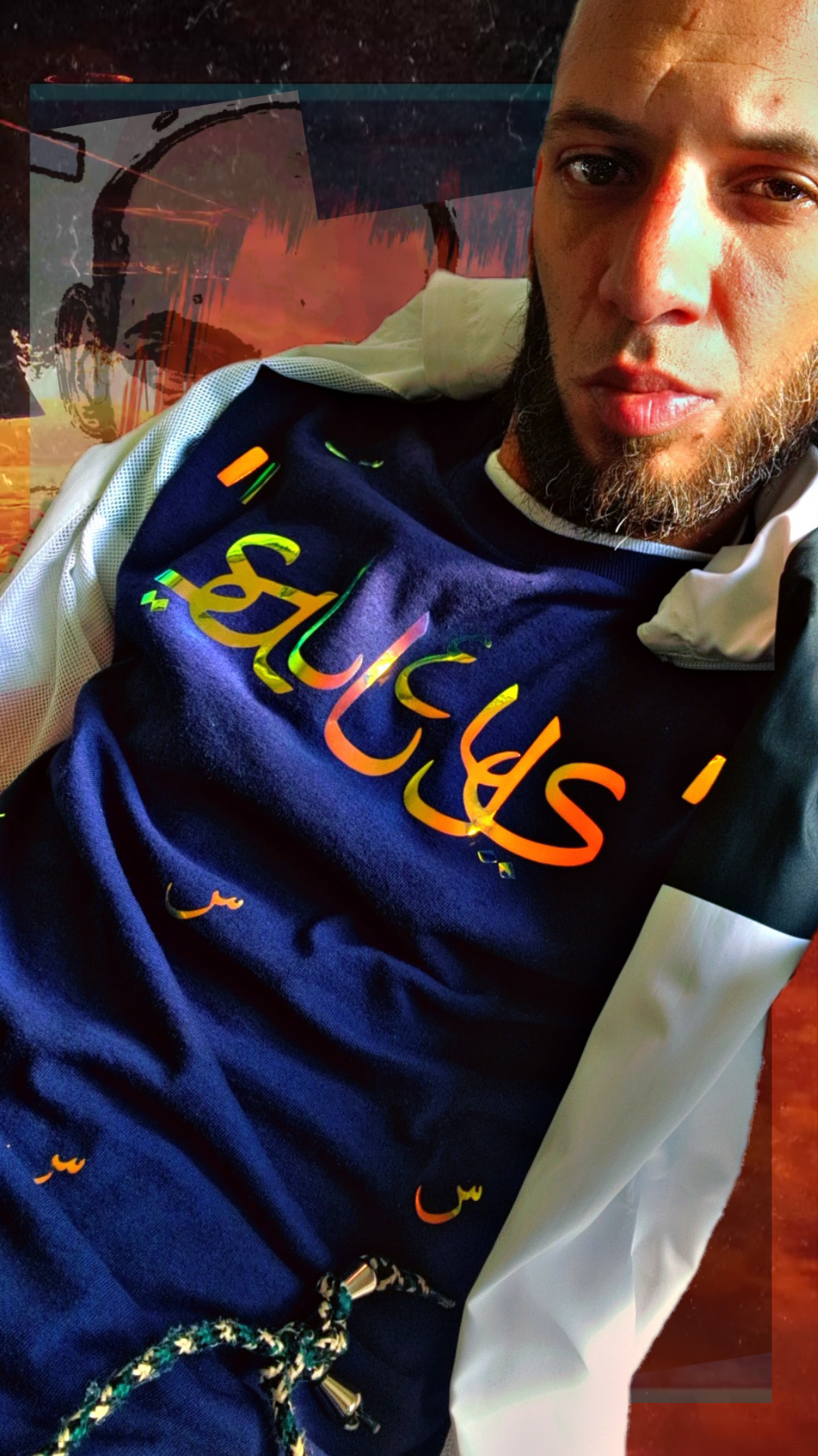 T shirt maillot Salleys. Vêtements made in Halal. Bleu / Or.