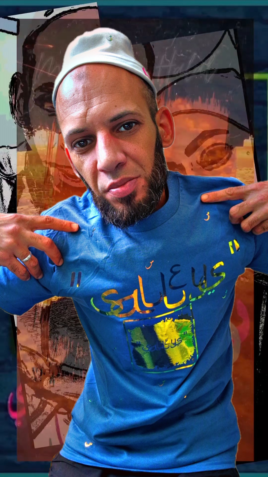 T shirt maillot Salleys. Vêtements made in Halal. Bleu ciel / Or.