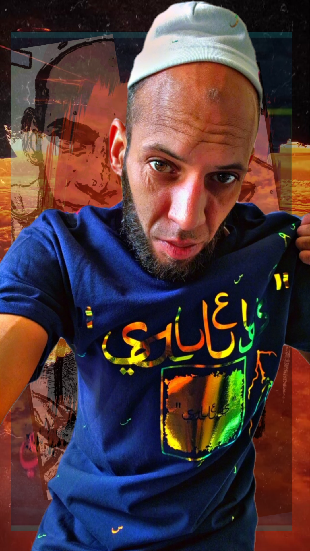 T shirt maillot Salleys. Vêtements made in Halal. Bleu nuit / Or.