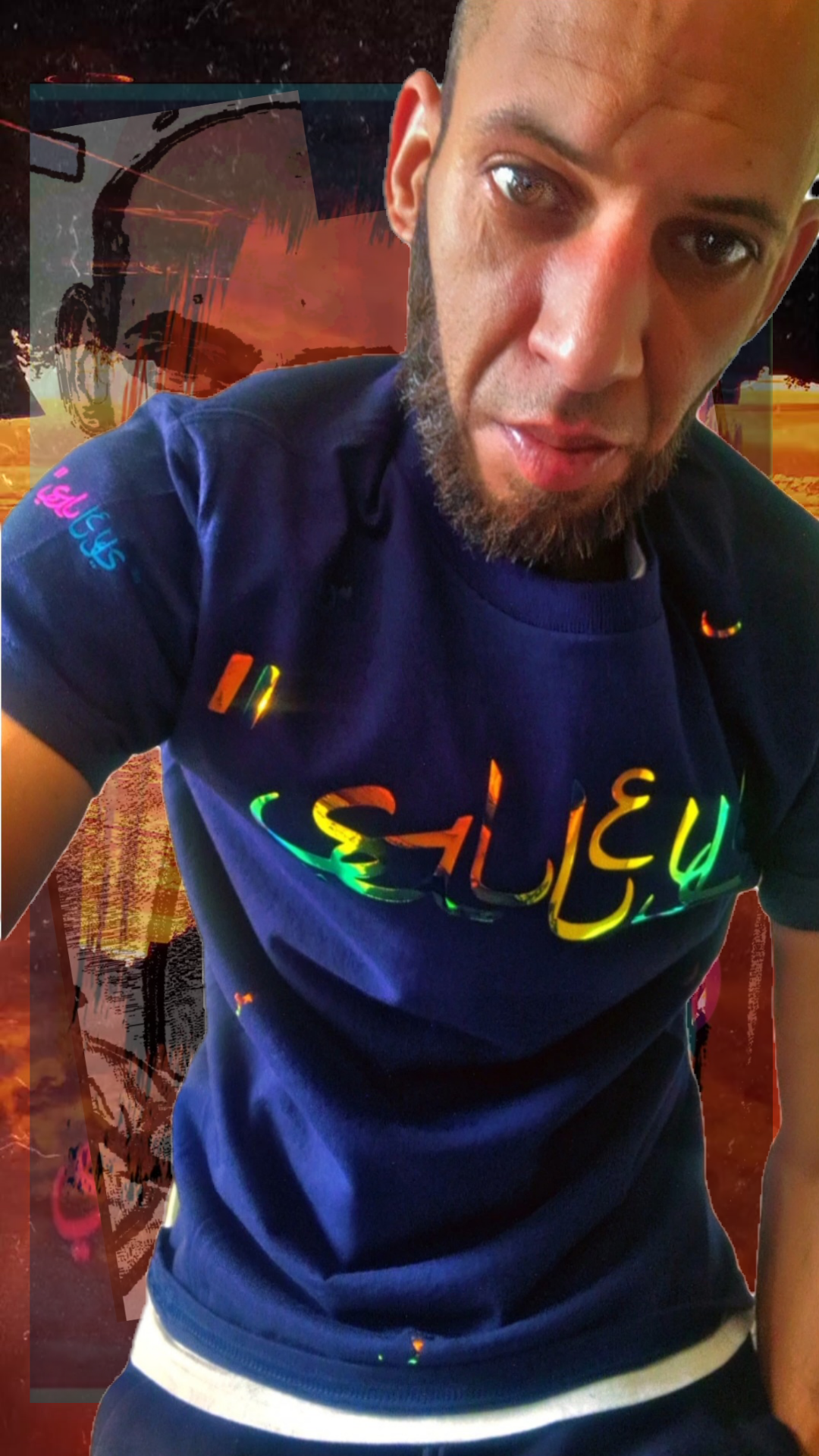 T shirt maillot Salleys. Vêtements made in Halal. Bleu / Or.