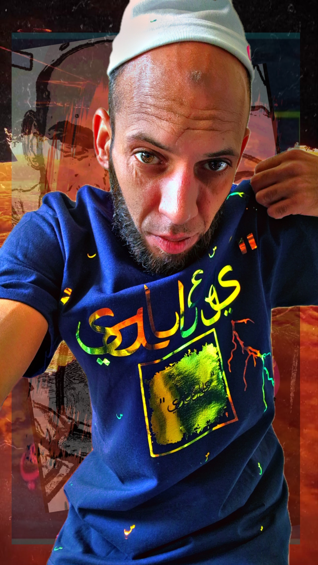 T shirt maillot Salleys. Vêtements made in Halal. Bleu nuit / Or.