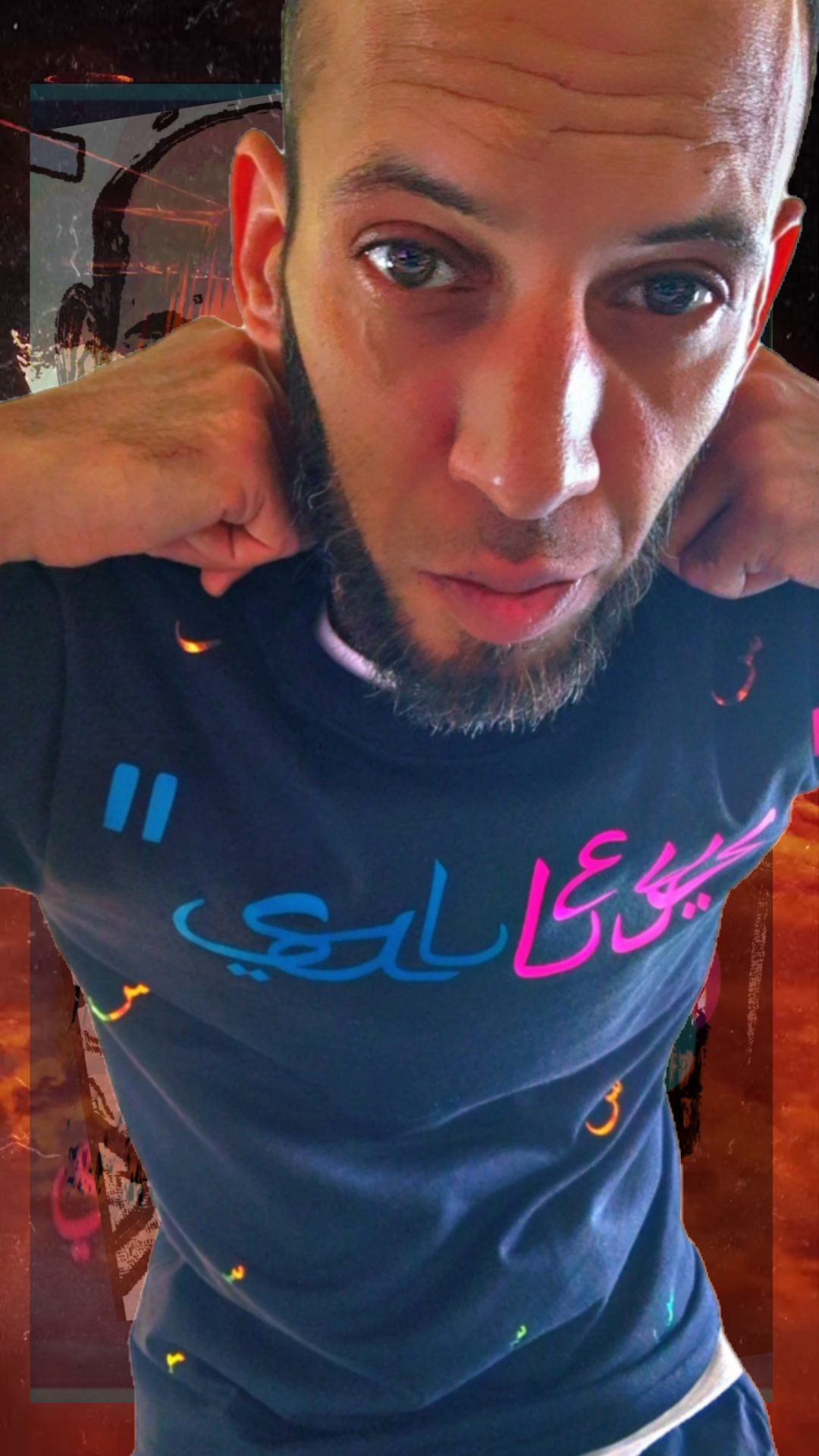T shirt maillot Salleys. Vêtements made in Halal. Noir / Bleu / Fushia / Or.