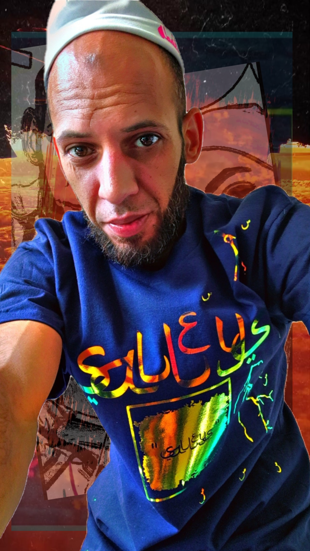 T shirt maillot Salleys. Vêtements made in Halal. Bleu nuit / Or.