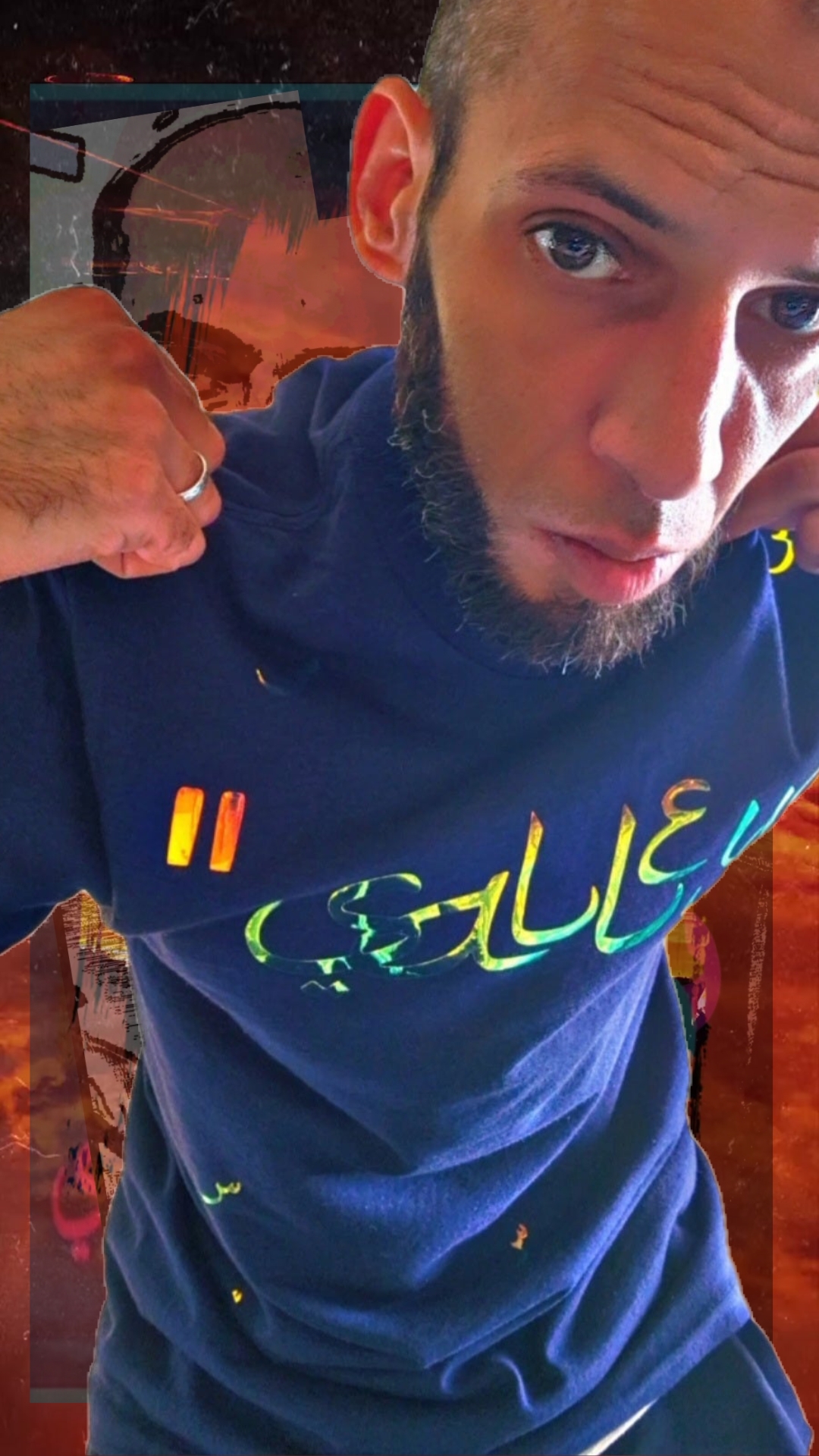 T shirt maillot Salleys. Vêtements made in Halal. Bleu / Or.